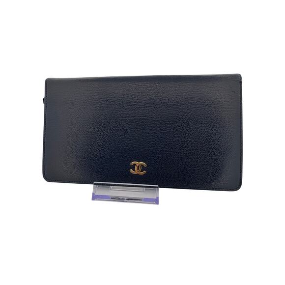 Chanel Classic Navy Blue Caviar Long Wallet with Gold CC Logo - Picture 1 of 5